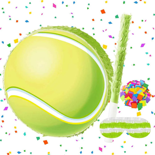 1Set Sports Tennis Theme Pinata Bundle with Blindfold Stick for Kids Birthday Baby Shower School Game Party Decoration