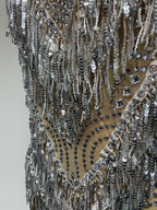 Sparkly Rhinestone Tassel Backless Mesh Bodysuit Luxury Stage Performance Costume