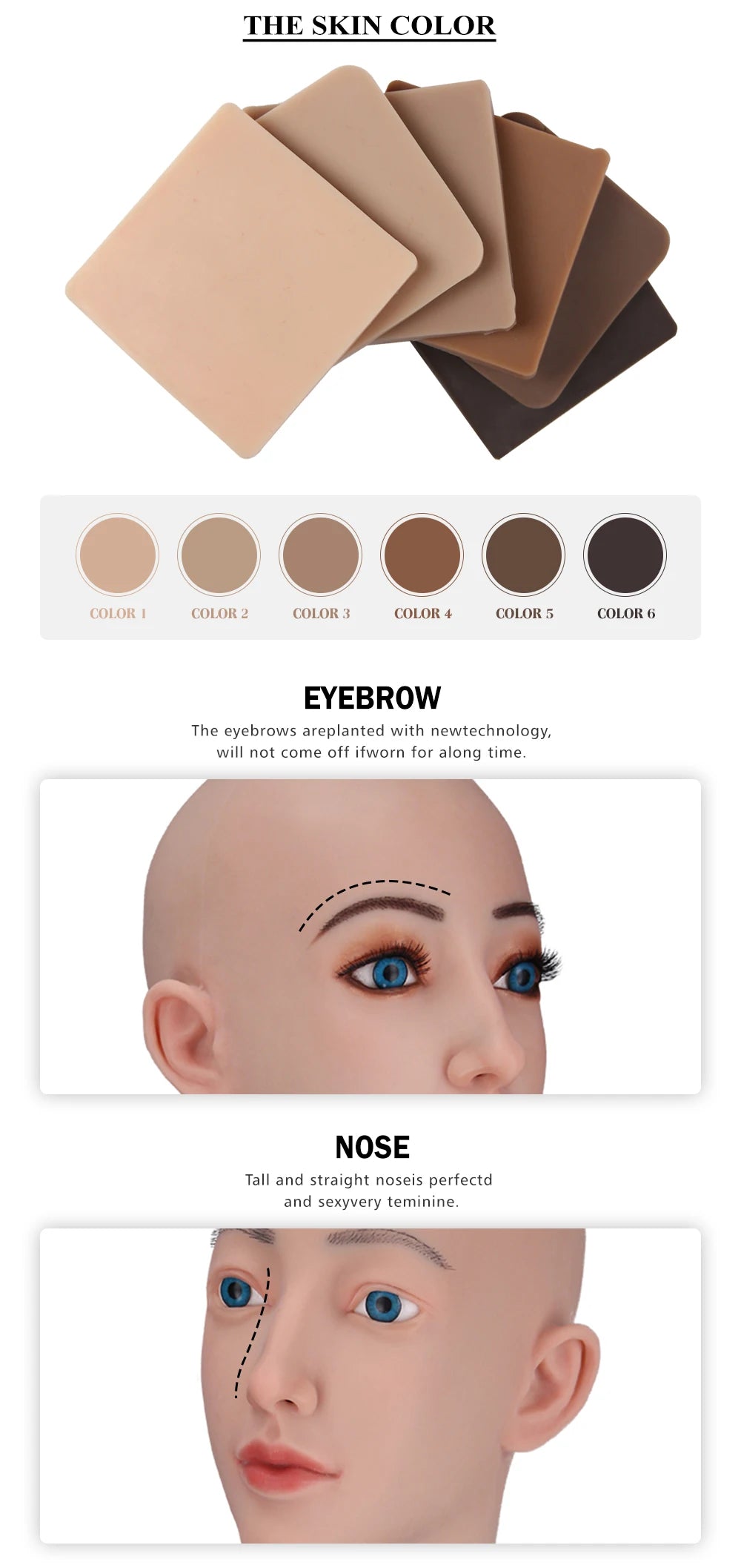 High-Quality Silicone Face Masks Crossdresser Fake Faces Drag Queen Stage Performance Cosplay Crossdressing Sissy Transgender - Big Tim's Magic Emporium