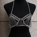 Dazzling Multilayer Fringed Body Chain & Jumpsuit Bikini Set