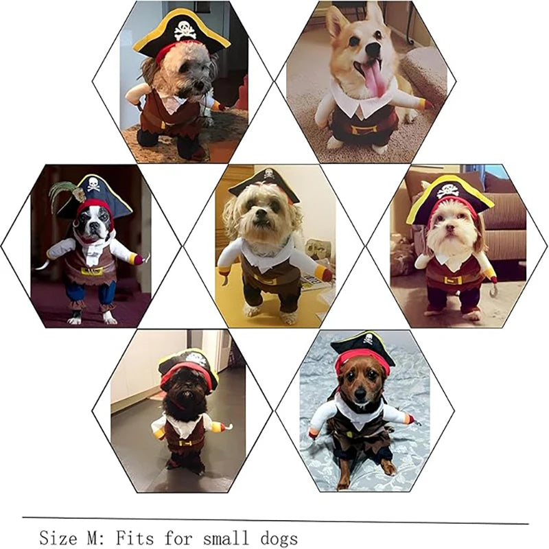 Funny Pet Clothes Pirate Dog Cat Costume Suit Corsair Dressing up Party Apparel Clothing for Cat Dog Plus Hat Pet Dog Costume