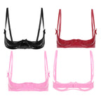 Patent Leather Underwired Open-Cup Bra