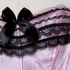 Lace Overlay Boned Overbust Corset Bustier Top Plus Size Body Shaper