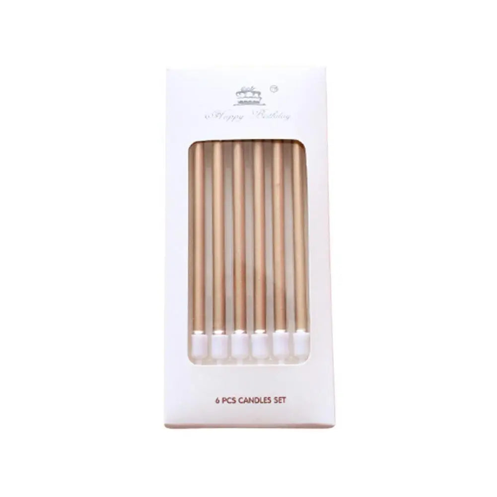 6pcs/Kit Birthday Cake Candles Gold Silver Candles Cupcake Decoration Baby Shower Wedding Party Decorative Candle Toppers
