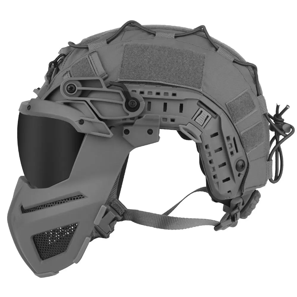 Tactical FAST Helmet Half Face Mask With Flip Goggles Black/Clear 2Pcs Lenses for Hunting Airsoft CS Game Paintball Mask Gear - Big Tim's Magic Emporium