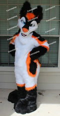 Christmas Black White Husky Dog Fox Mascot Costume Long Fur Furry Fursuit Wolf Cosplay Party Halloween Suit for Adults - Big Tim's Magic Emporium