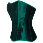 Green Velvet Overbust Corset Top Side Zipper Lace-Up Boned Bustier Top