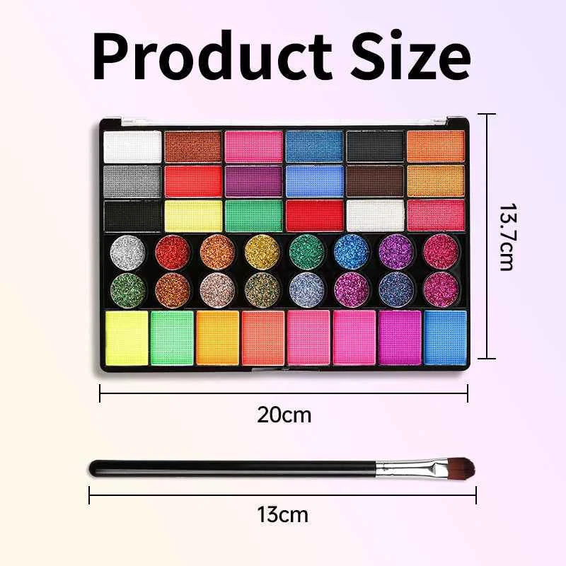 42 Color Face Painting Kit for Adults-Water Activated Paint Palette with Brush for Party,Tattoo,Carnival,Halloween,Makeup