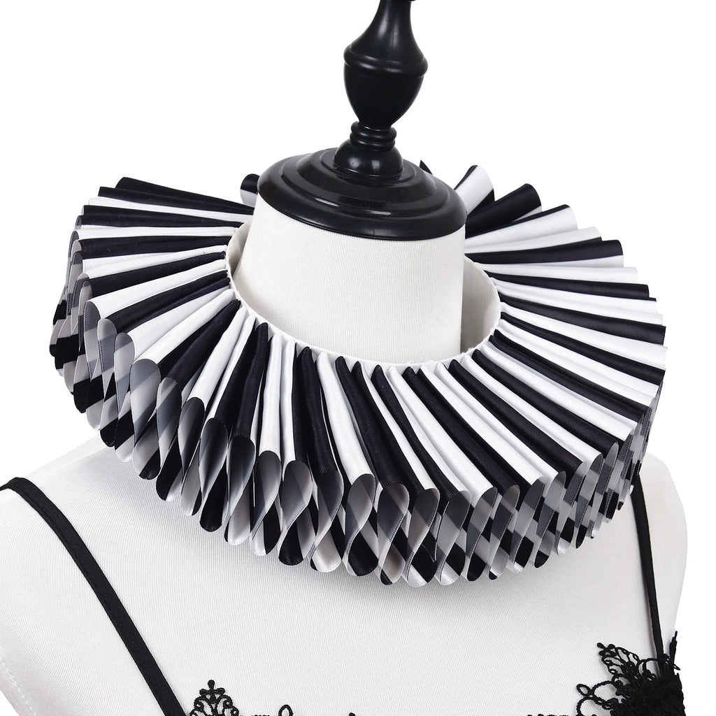 Clown exaggerated Raf's fake collar European and American men and women black and white striped collar scarf photography props - Big Tim's Magic Emporium