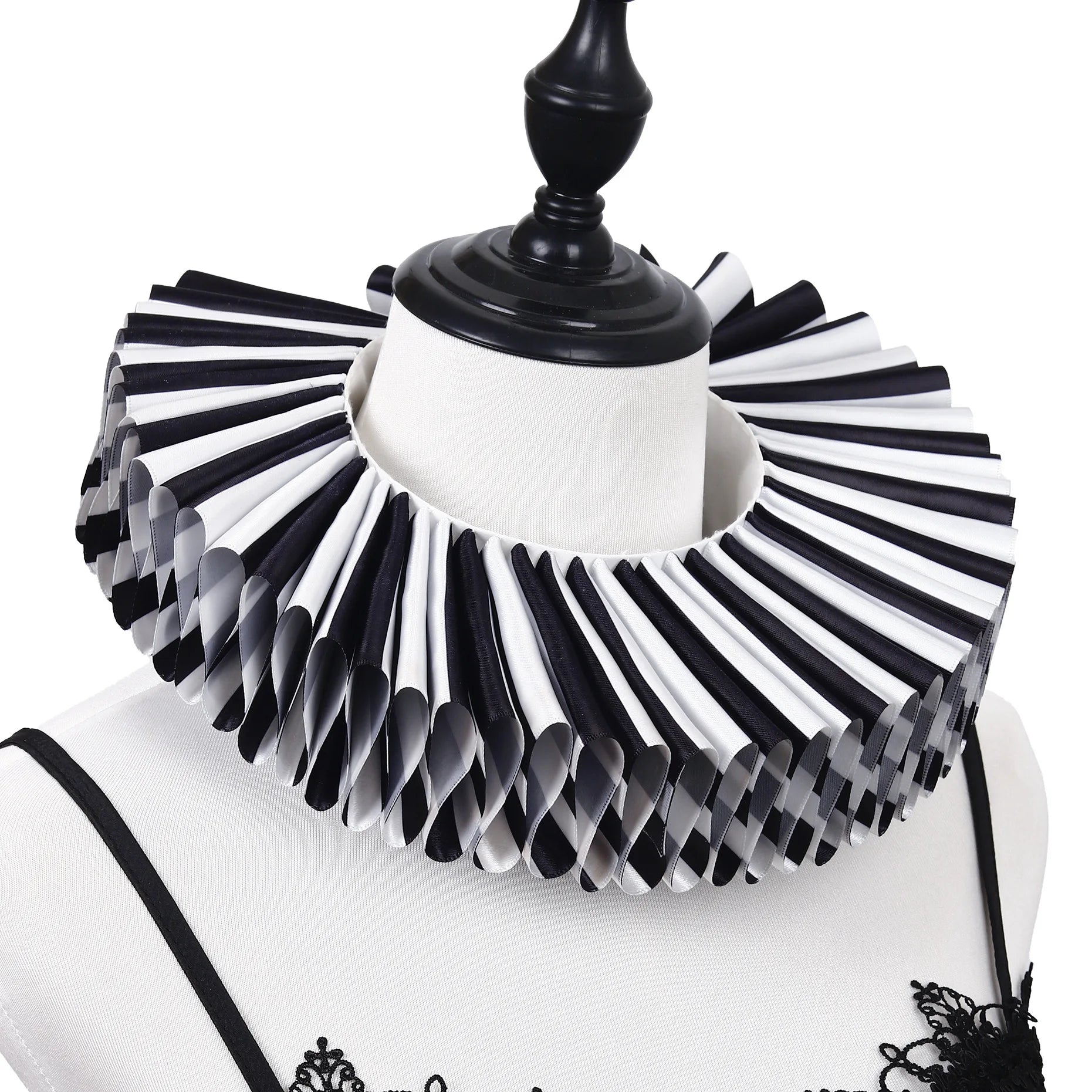 Clown exaggerated Raf's fake collar European and American men and women black and white striped collar scarf photography props - Big Tim's Magic Emporium
