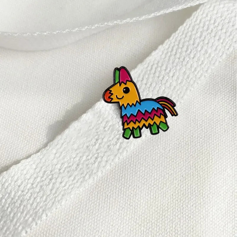 Multicolor Donkey Pinata Enamel Pin Badge Rainbow Pinatas for Kids Game Party Fashion Jewelry