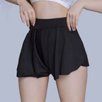 Ice Silk High-Waist Split Flared Mini Shorts High-Stretch Micro Hot Pants