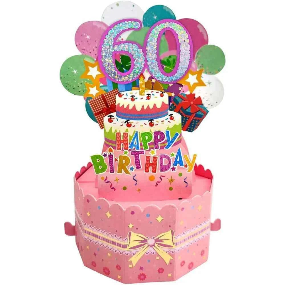 Happy Birthday Greeting Card With Envelope 3D Gift Box 18/30/40/50/60th Years Old Birthday Wishes Message Card Party Gift