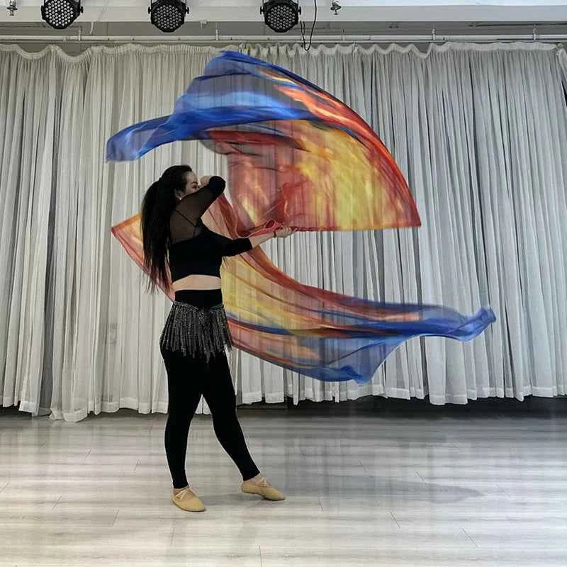 160*110cm Stage Props Flag Belly Dance Silk Veils Silk Wing Praise Flags Faith Worship Flags Veil Flag with Sticks