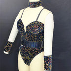 Sequined Rhinestone Bodysuit & Gogo Dance Performance Outfit
