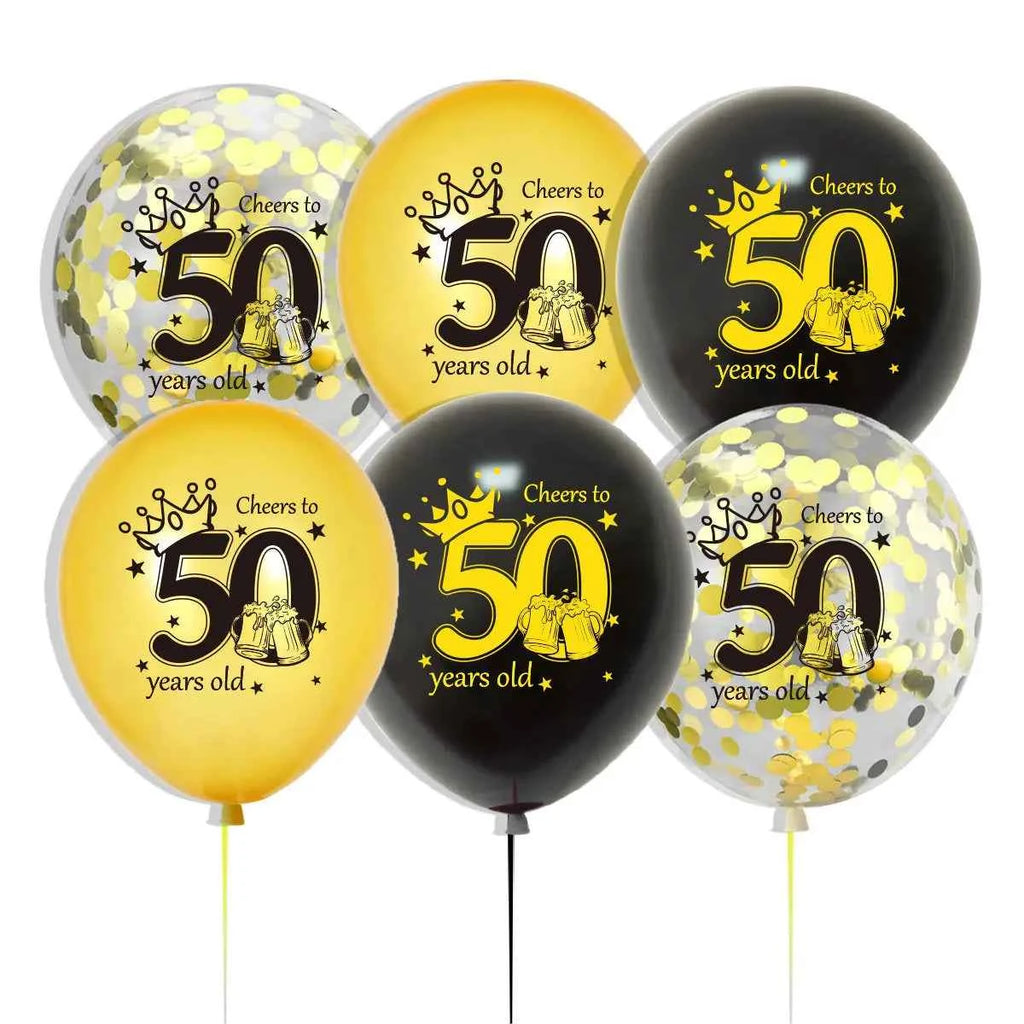 12pcs Happy Birthday Party Balloons 30th 40th 50th 60th Birthday Party Black Gold Latex Balloons Adult Birthday Party Decoration