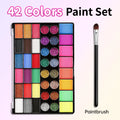 42 Color Face Painting Kit for Adults-Water Activated Paint Palette with Brush for Party,Tattoo,Carnival,Halloween,Makeup