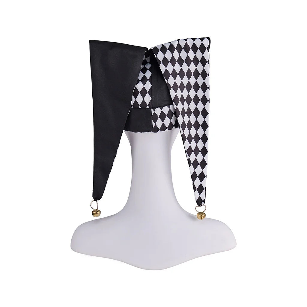 Jester Costume Hat Women Harlequin Jester Halloween Party Fancy Chessboard Lattice Jester Cap With Gold Bells Headpiece - Big Tim's Magic Emporium