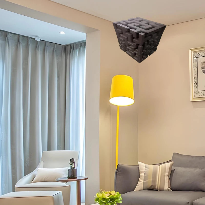 Optical Illusion Wall Art – 3D Corner Wall Decal – Impossible Corners Inspired Peel And Stick Removable 3D Wall Art