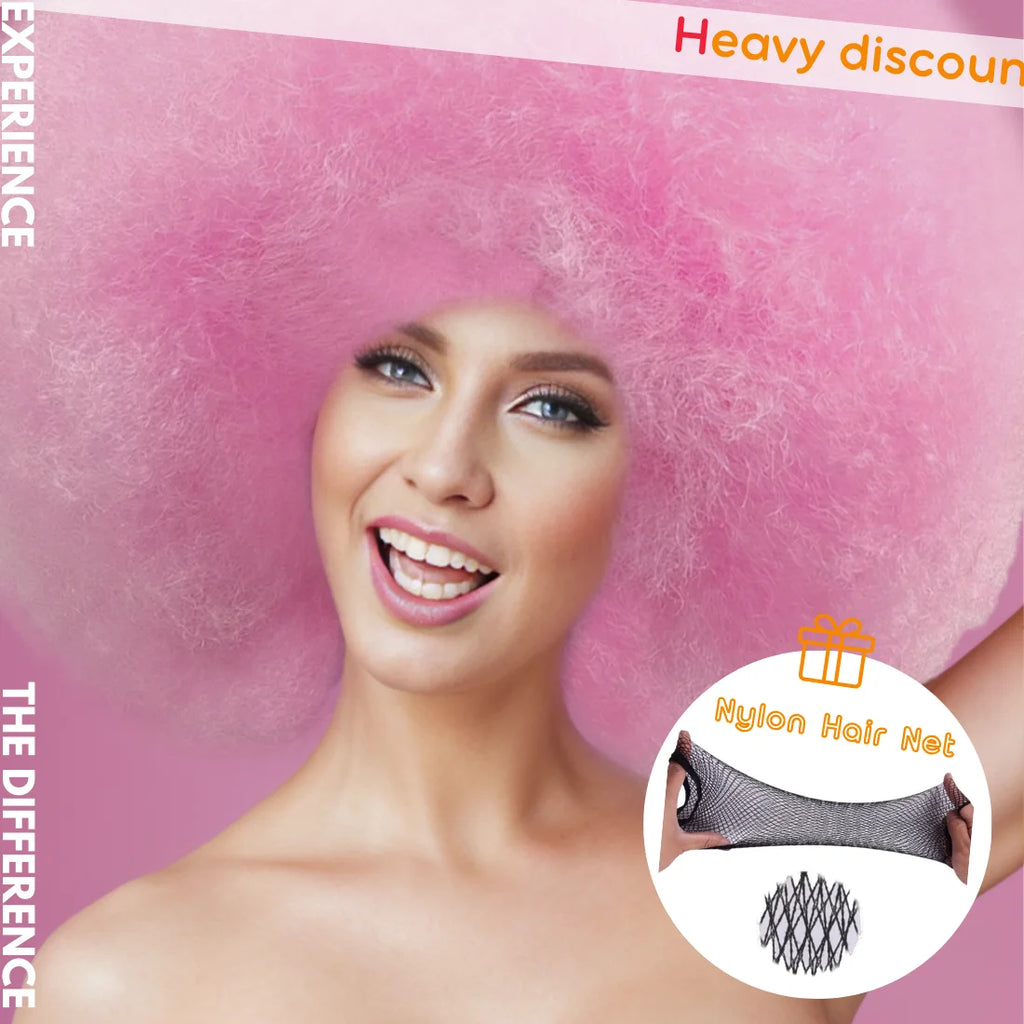 Afro Clown Cosplay Wigs for Women Black Cap Big Top Football Fans Wigs Halloween Adults Unisex Synthetic Hair Black Men Curly - Big Tim's Magic Emporium