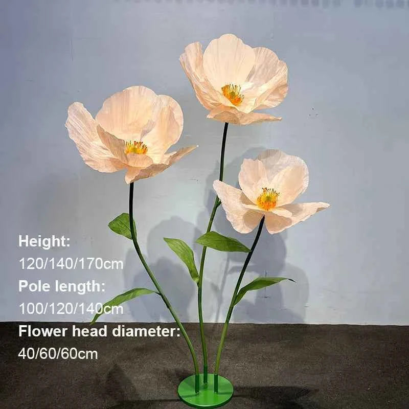 Wedding Artificial Flowers Paper Poppy Flower Wall Garden Decoration Photography Props Window Display Party Supplies Home Decor