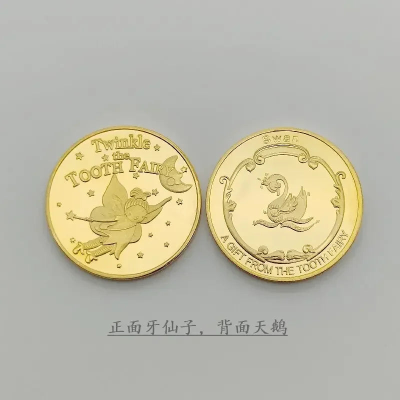 Tooth Fairy Gold Plated Commemorative Coin Creative Kids Tooth Change Gifts Physical Metal Coin Crypto Commemorative Coin