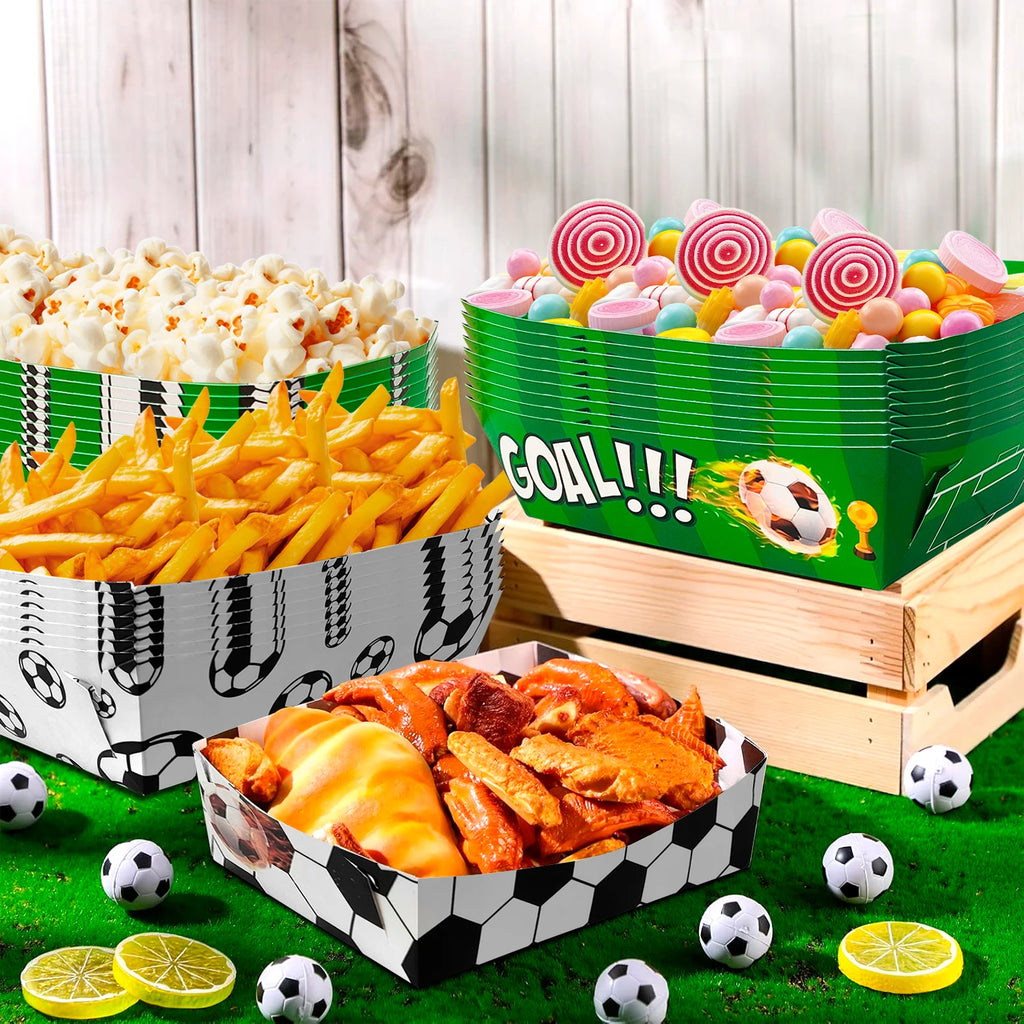 36 Pcs Soccer Party Favors Large Soccer Plates Paper Trays Serving Tray Soccer Party Nachos Food Boats Disposable Soccer Bowls - Big Tim's Magic Emporium