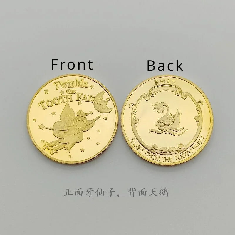 Tooth Fairy Gold Plated Commemorative Coin Creative Kids Tooth Change Gifts Physical Metal Coin Crypto Commemorative Coin