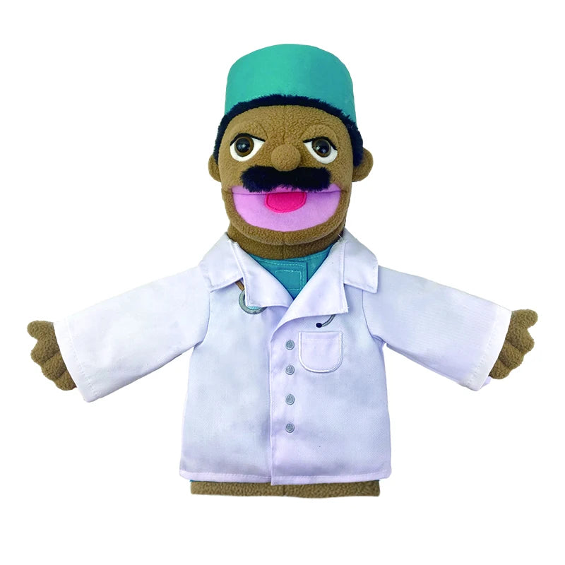 Cute Cartoon Profession Series Hand Puppet Plush Doctor Police Officer Nurse Teacher Job Puppet Ventriloquism Doll - Big Tim's Magic Emporium