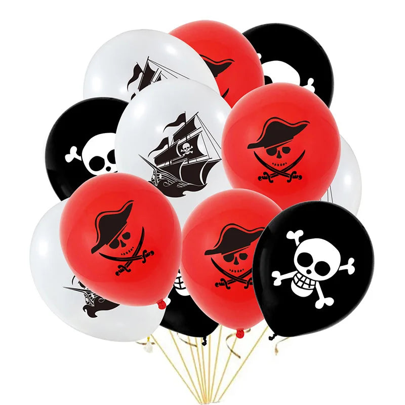 12PCS Pirate Theme Party Balloon Skeleton Props Halloween Party Decor Happy Birthday Party Decoration Kids Carnival Party Supply - Big Tim's Magic Emporium