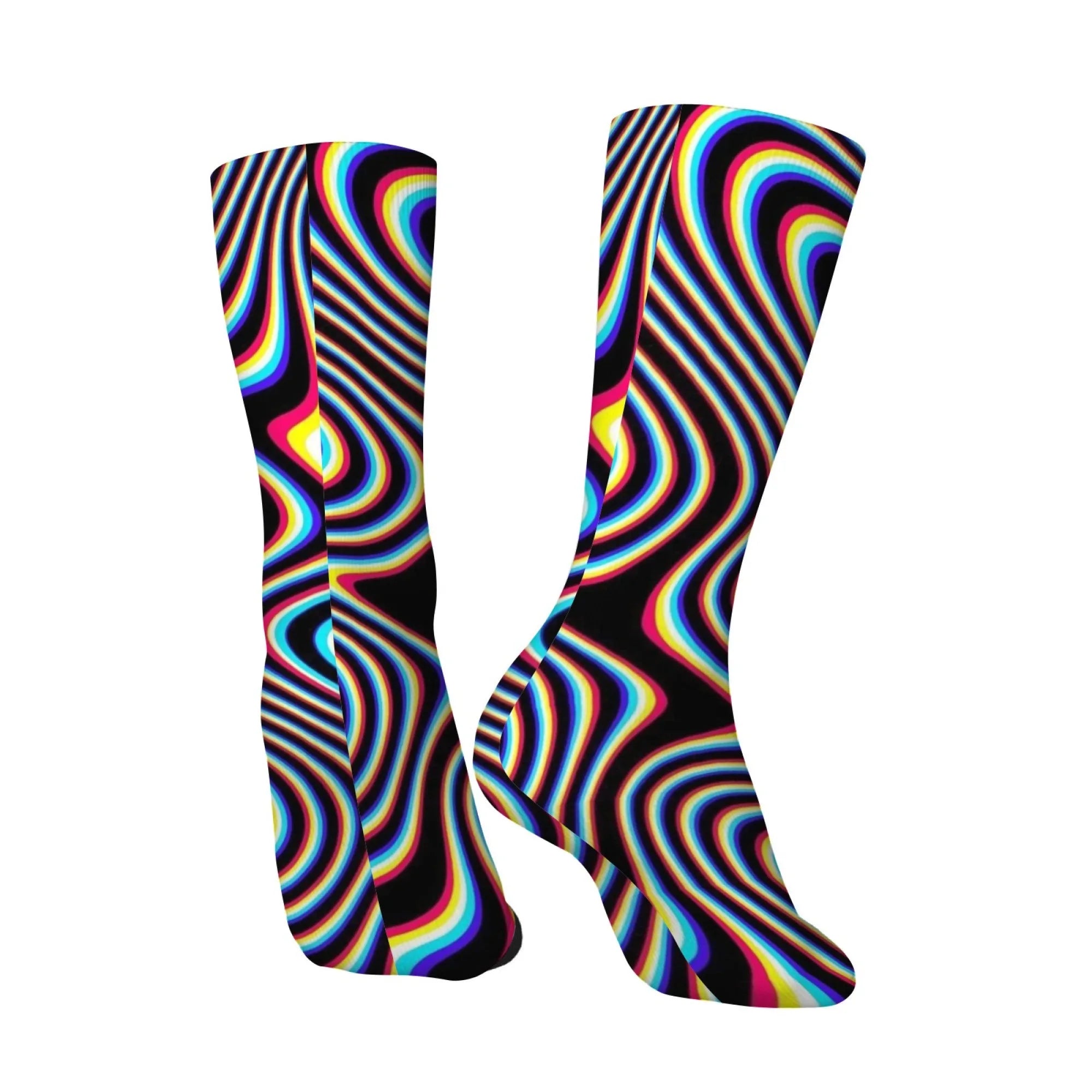 Optical Illusion Fluid Novelty Men's Socks Op Art Crazy Street Hip-Hop Funny Socks Breathable Anti-Slip Casual Sports Socks Gift