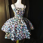 Gold & Silver Sequin Flared Mini Showgirl Dress – Glamour Stage & Performance Skater Costume