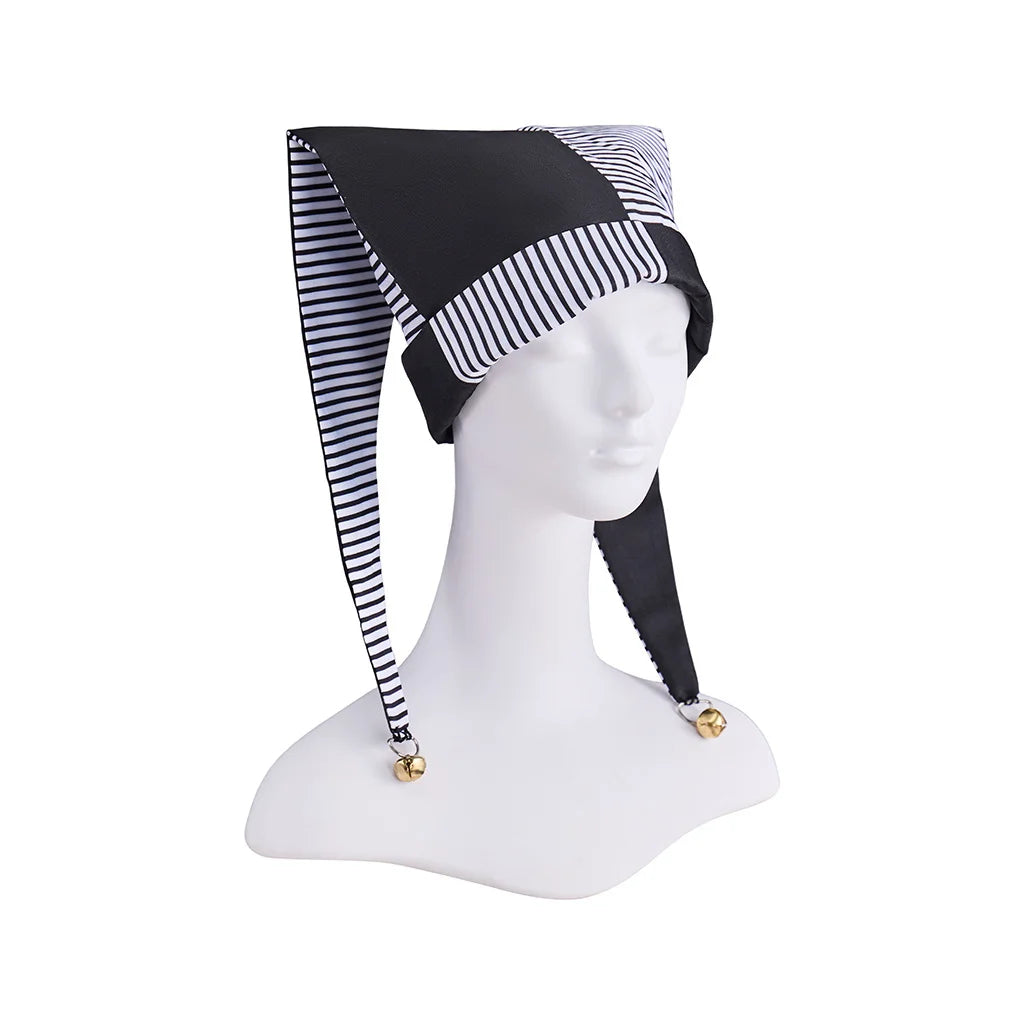 Jester Costume Hat Women Harlequin Jester Halloween Party Fancy Chessboard Lattice Jester Cap With Gold Bells Headpiece - Big Tim's Magic Emporium
