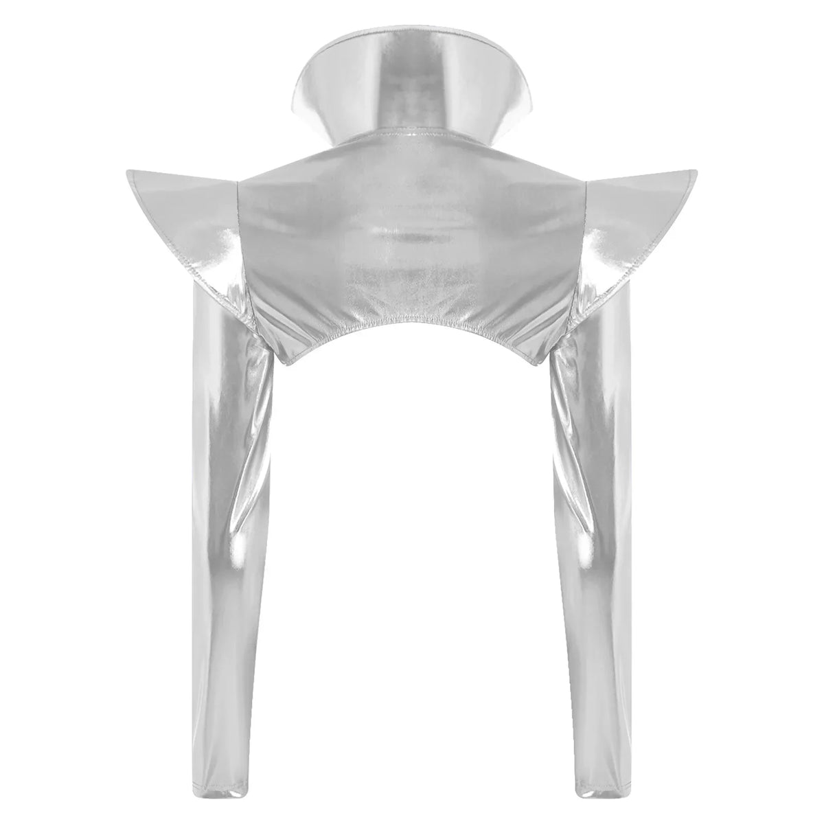 Metallic Shoulder Armor Shrug Crop Top & Sleeves Futuristic Pauldron Stage Costume