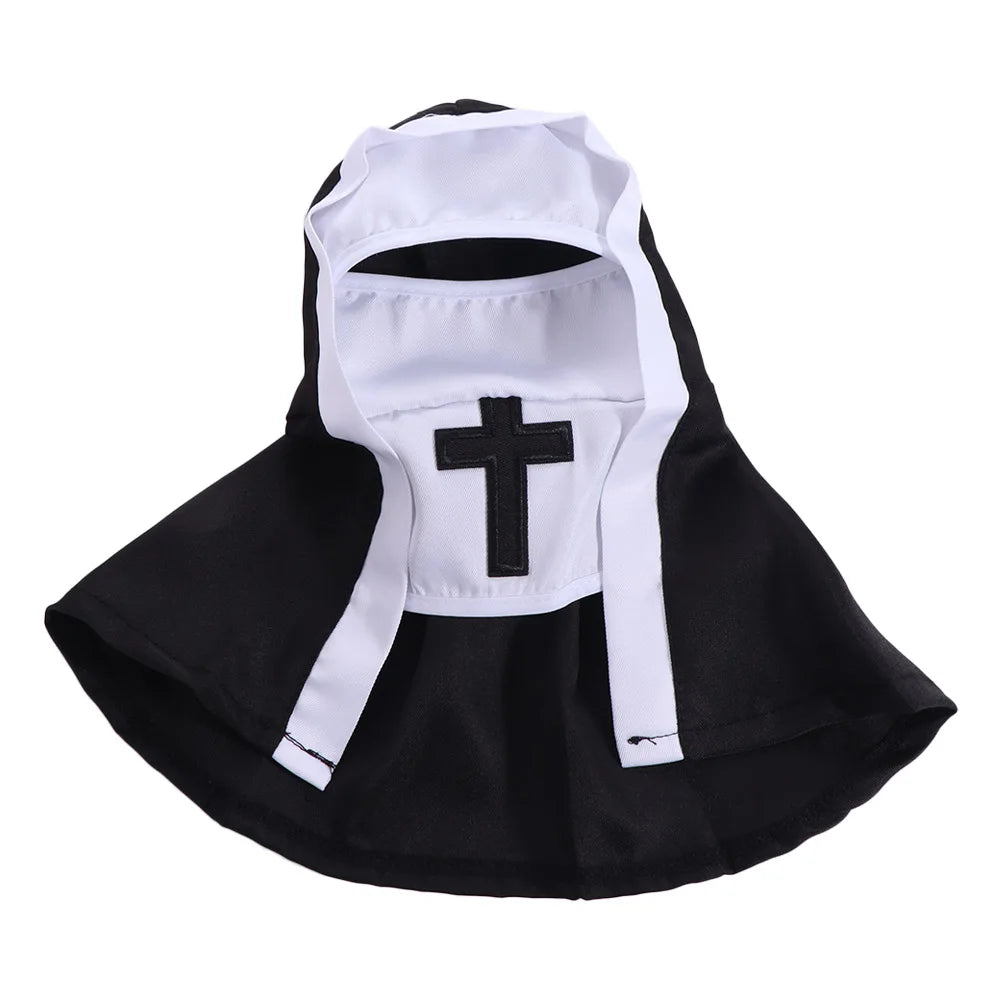 Cat Puppy Pet Nun Cloak Role Play Soft Pet Cat Halloween Costumes Black/white Breathable Cat Cosplay Costume Sets Cosplay Dress