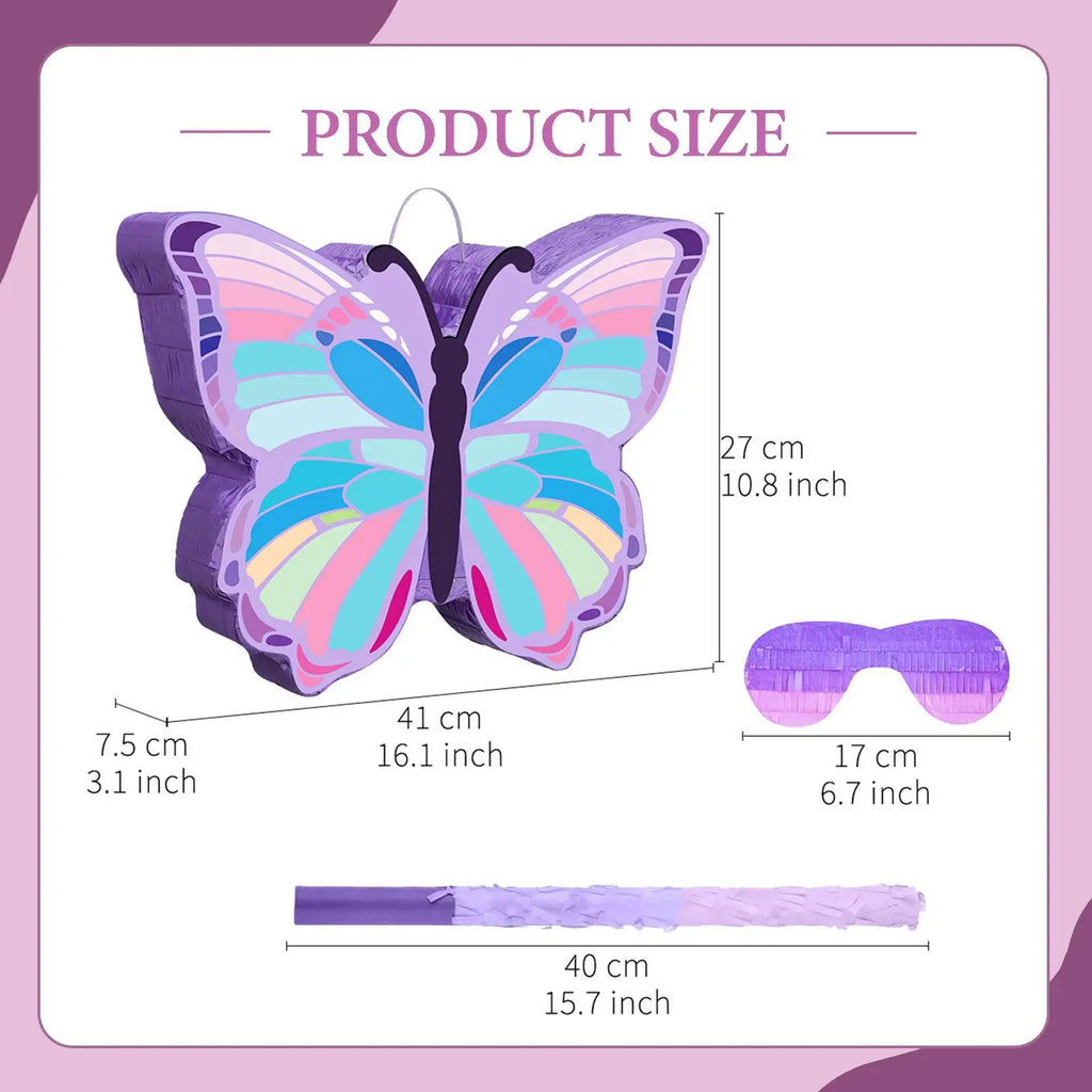 Butterfly Pinata Decorative Home Decoration Confetti Paper Pull String Pinata for Birthday Girls Boys Summer Celebration Festive