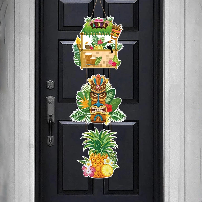 Hawaiian Party Paper Door Hanging Pendants Aloha Party Tropical Beach Party Banner Happy Summer Hawaii Birthday Party Supplies - Big Tim's Magic Emporium