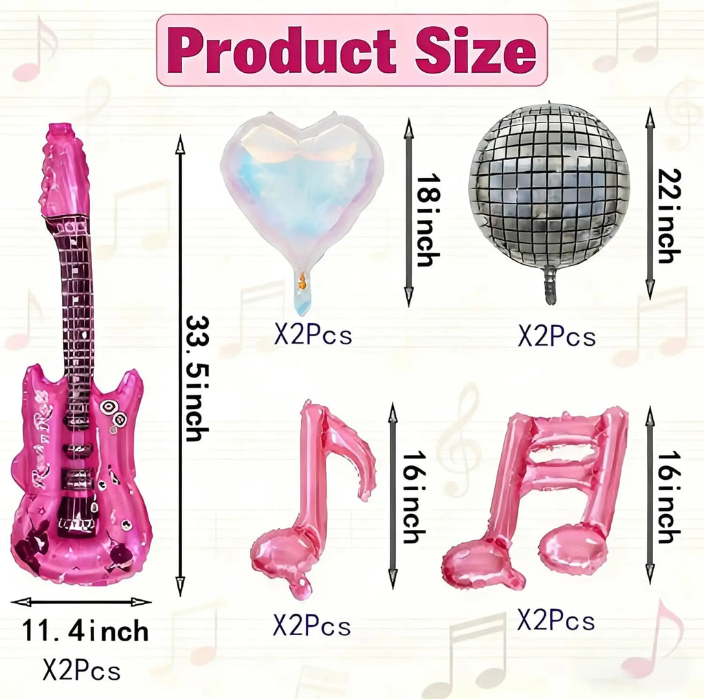 Music Party Decorative Balloons Music Note Laser Rainbow Heart Disco Guitar Foil Balloon Concert Music Birthday Party Blue