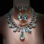 Crystal Teardrop Necklace and Earrings Set for Women | Wedding Jewelry