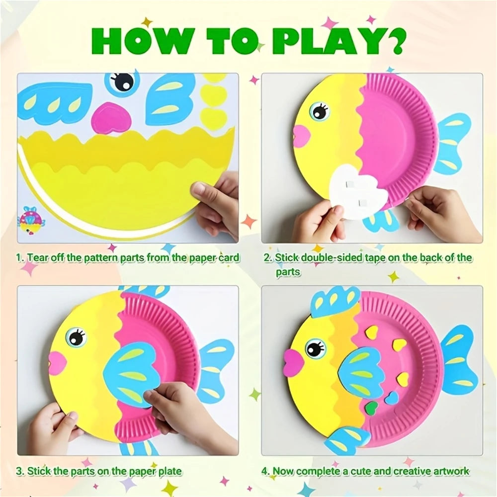 10 Patterns Party Activities Paper Plate Set Toys, DIY Animal Art Creative Activities, Classroom Handmade Favors Games Gifts - Big Tim's Magic Emporium