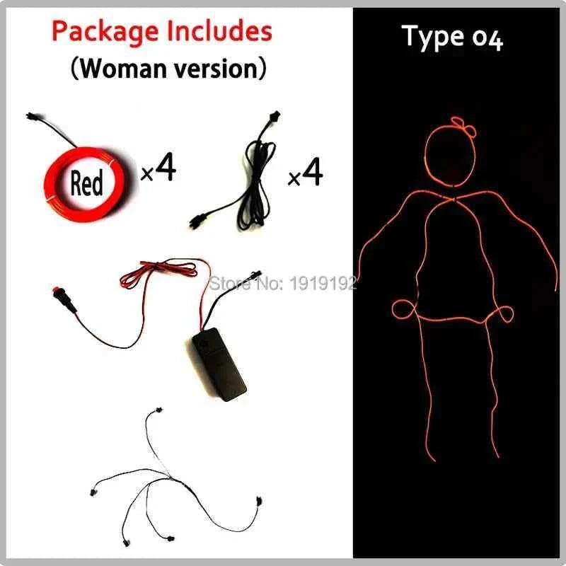DIY Performance Dance LED Costume Materials Neon Light EL Wire Set Luminous Costumes DIY Materials Dance Talent Show Supplies