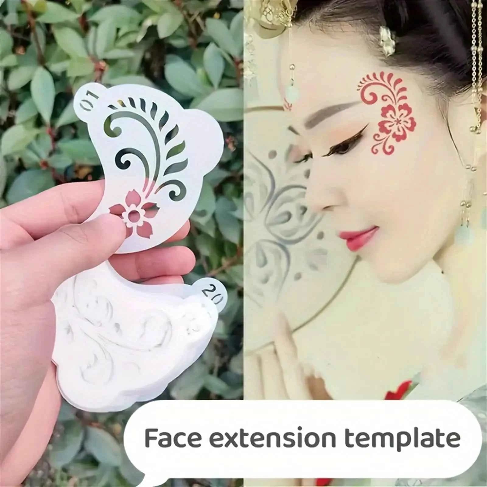 20Pcs Reusable Face Painting Stencils - Durable Pet Plastic, Washable & Reusable with Assorted Floral, Spiderweb, Heart Designs