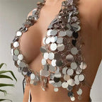 European & American Hot Girl Style Sequined Hoop Strapless Top Multi-Layer Hand-Woven Chain Sexy Body Chain