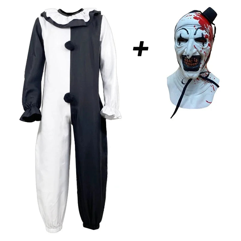 Art The Clown Cosplay Movie Terrifier 2 Art The Clown Cosplay Costume Jumpsuit Mask Halloween Costumes Mask for Men Women - Big Tim's Magic Emporium