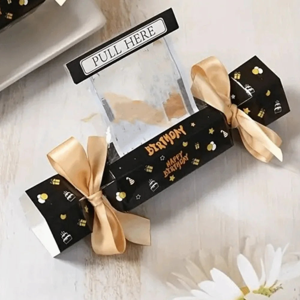 Party Gifts Candy Shape Birthday Money Box Black Gold Paper Money Gift Box Funny with Bags Pull Money Box Birthday Party