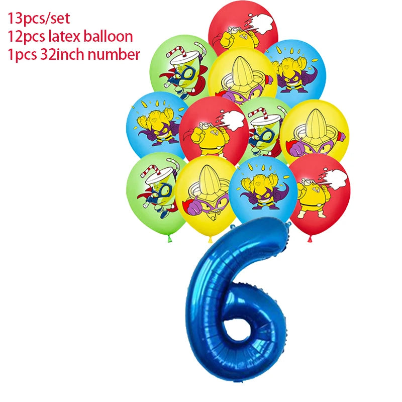 Superzings Birthday Party Decoration Balloon Banner Cake Topper SuperthingsTableware Birthday Party Supplies Baby Shower