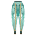 Men's Metallic Shiny Harem Dhoti Pants Gold Brocade Trim Prince Cosplay Costume
