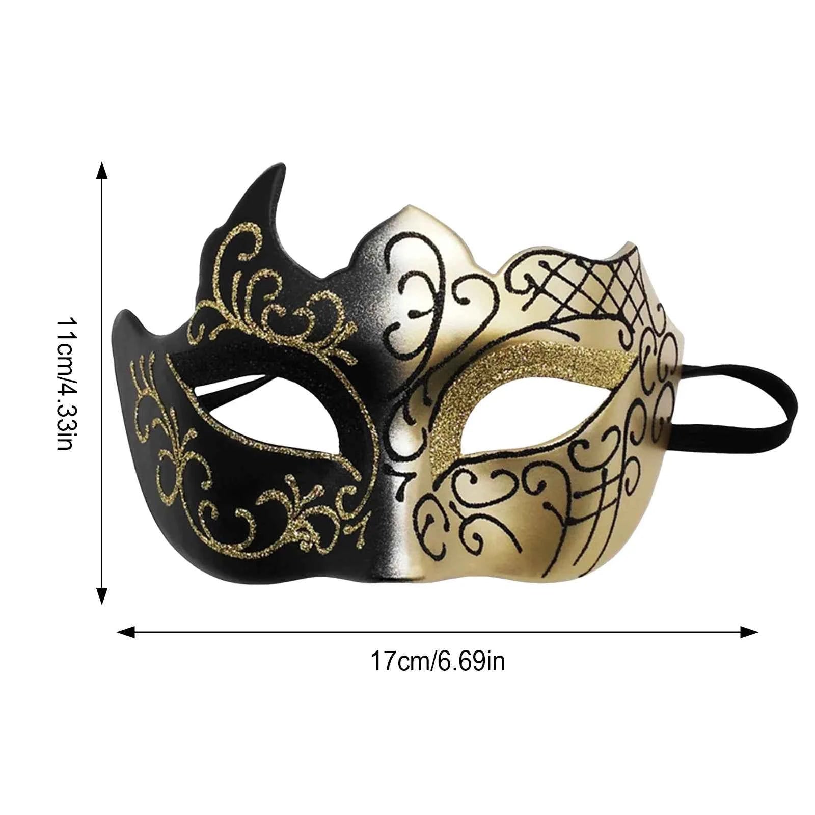 Half-Face Painted Men's Mask Painted with Shiny Powder Venice Style for Halloween Costume Supplies
