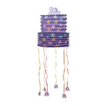 Purple Pull String Piñata Small Lantern Foldable Style Candy Smashing Game for Birthday Party Carnival Themed Events Supplies