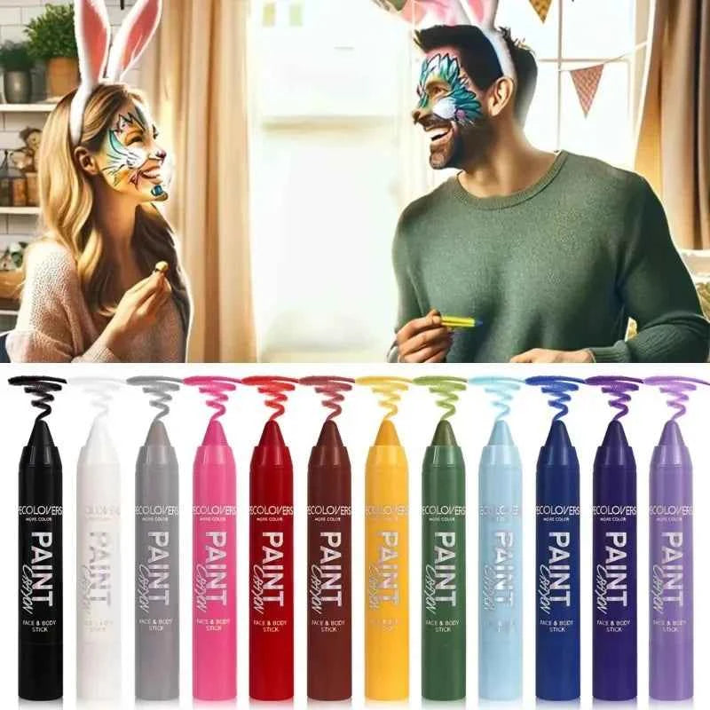 1PC Face and Body Paint Sticks - Sweatproof,  Long-lasting, Matte Finish, Multi-color Suitable for Parties